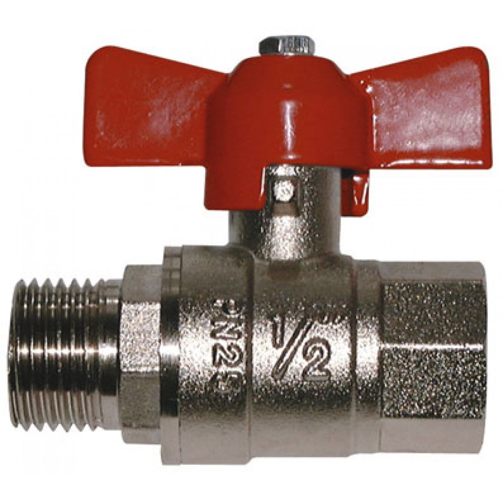 1/4" BSPP Ball Valve M/F T-Handle Red
