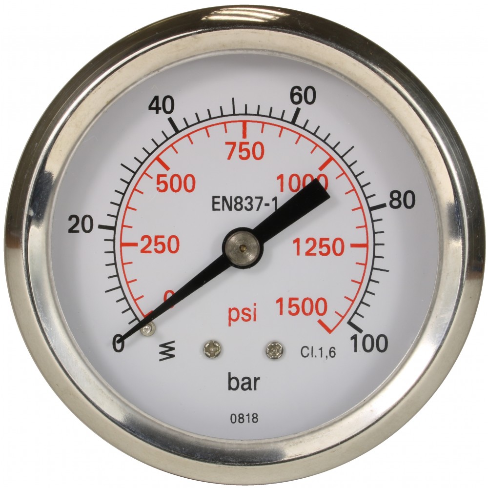 PRESSURE GAUGE 0-100 BAR WITH REAR ENTRY