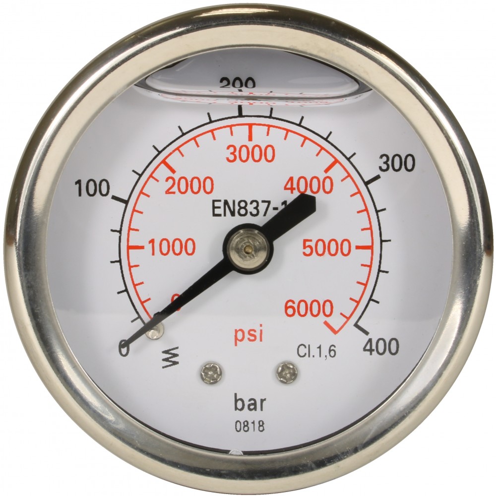 PRESSURE GAUGE 0-400 BAR WITH REAR ENTRY
