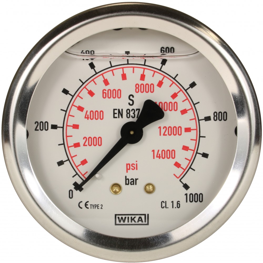 PRESSURE GAUGE 0-1000 BAR WITH REAR ENTRY