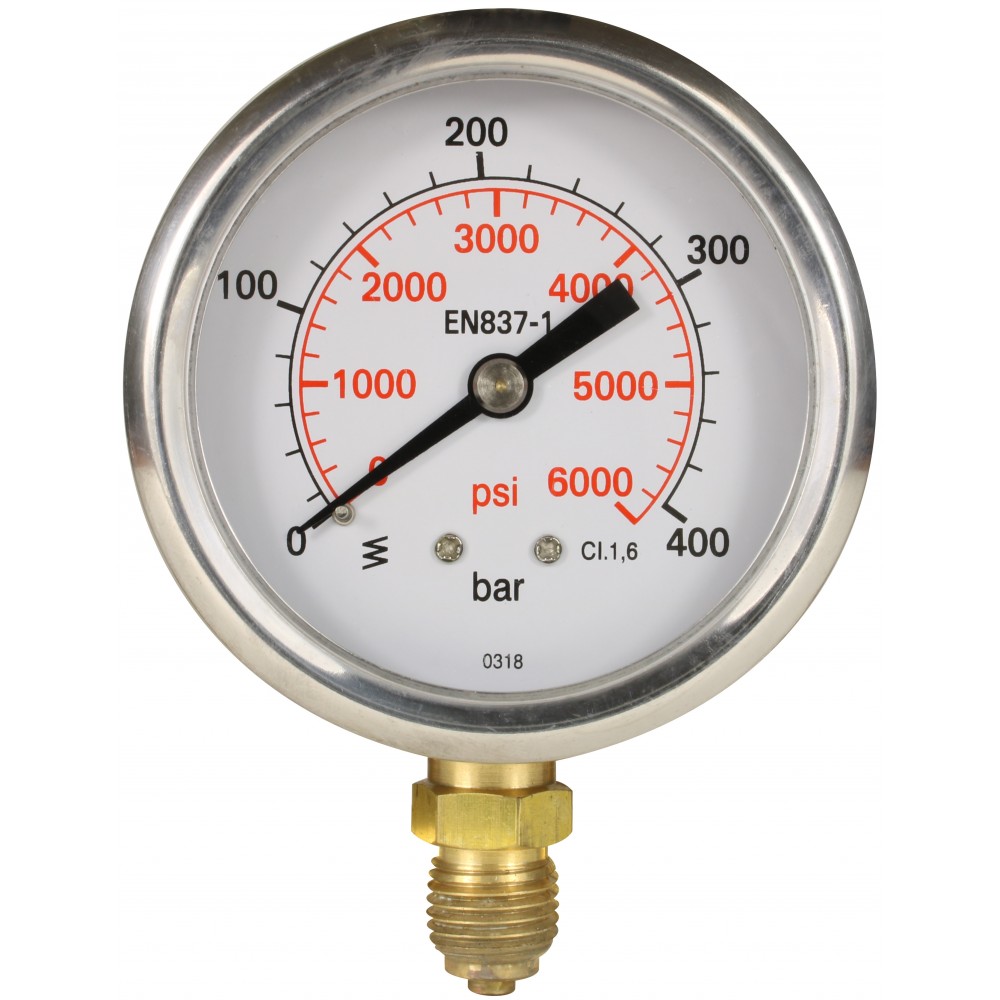 PRESSURE GAUGE 0400 BAR WITH BOTTOM ENTRY GrippaTank Ltd