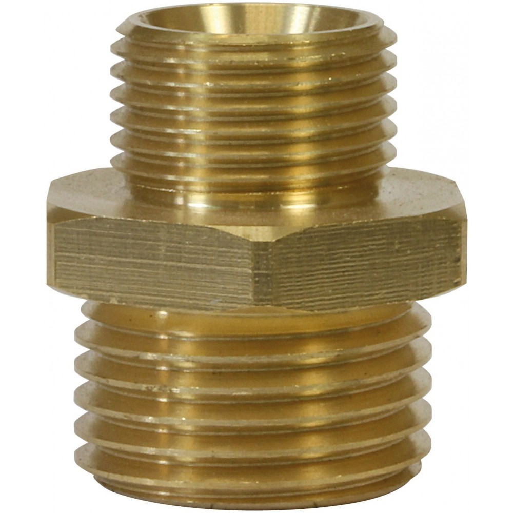 MALE TO MALE BRASS DOUBLE NIPPLE ADAPTOR-3/8"M to 1/2"M