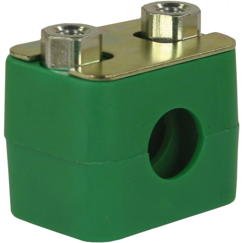 PIPE CLAMP 16mm GREEN TWIN ASSEMBLY