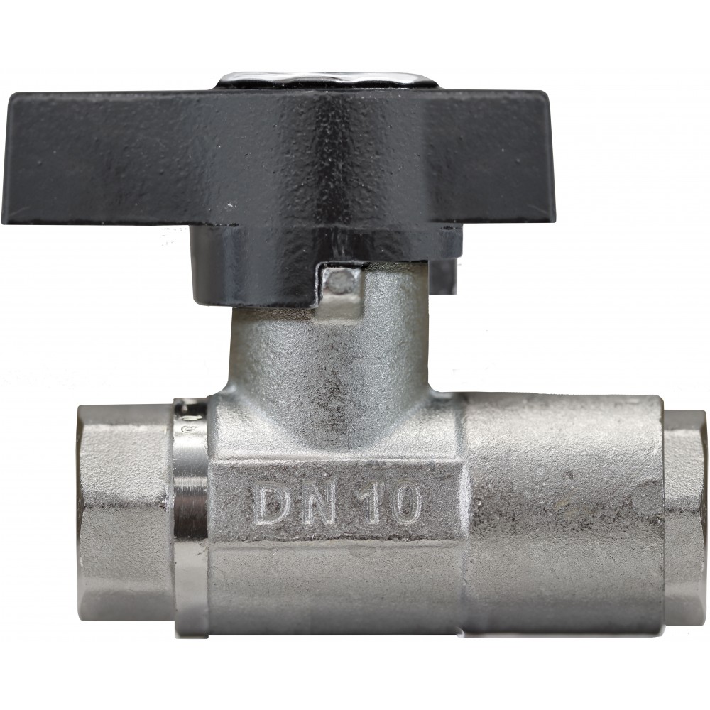 BALL VALVE + BUTTERFLY HANDLE 3/8"F x 3/8"F NICKEL PLATED BRASS