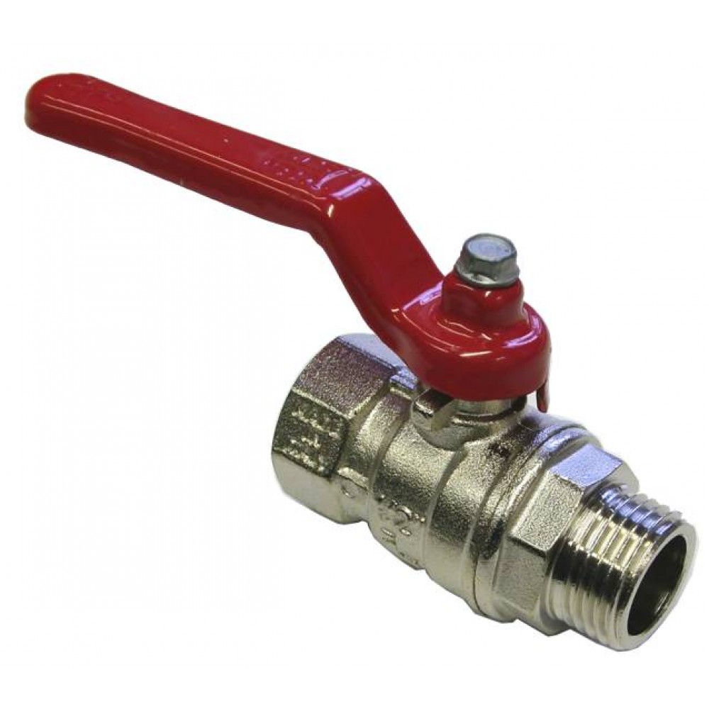 BALL VALVE + RED HANDLE 1/4"M x 1/4"F NICKEL PLATED GrippaTank Ltd