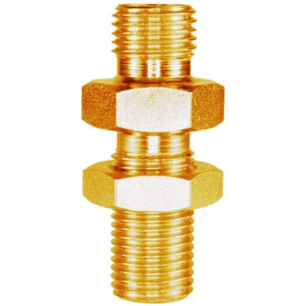 MALE TO MALE BRASS BULKHEAD FITTING AND LOCKNUT -1/2"M to 1/2"M