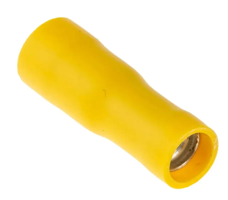 [GP-FBC-402] 5.0mm YELLOW Insulated Female Bullet Crimp Connector for 4.0mm²–6.0mm² Cable 