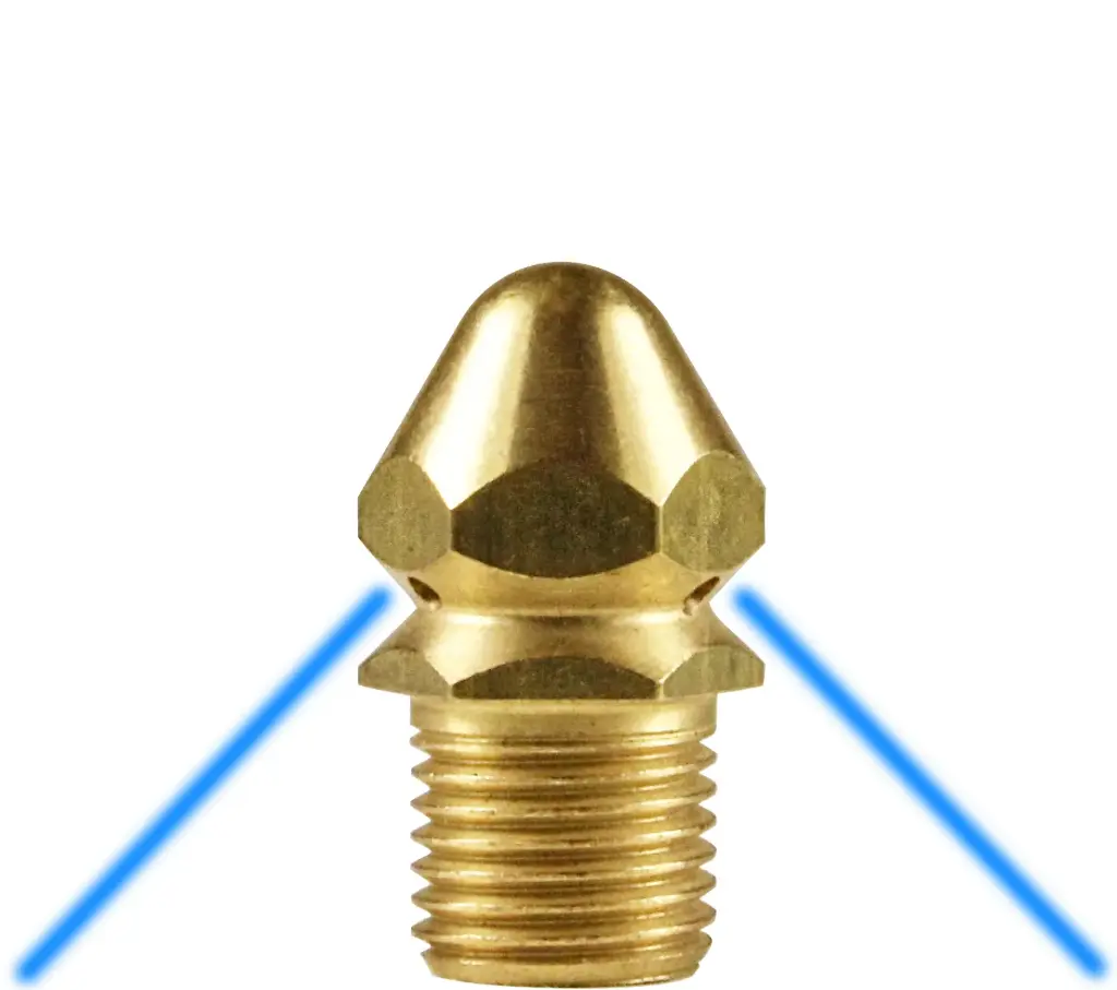 Brass 1/4"M Sewer Nozzle with 3 Rear-Facing Jets